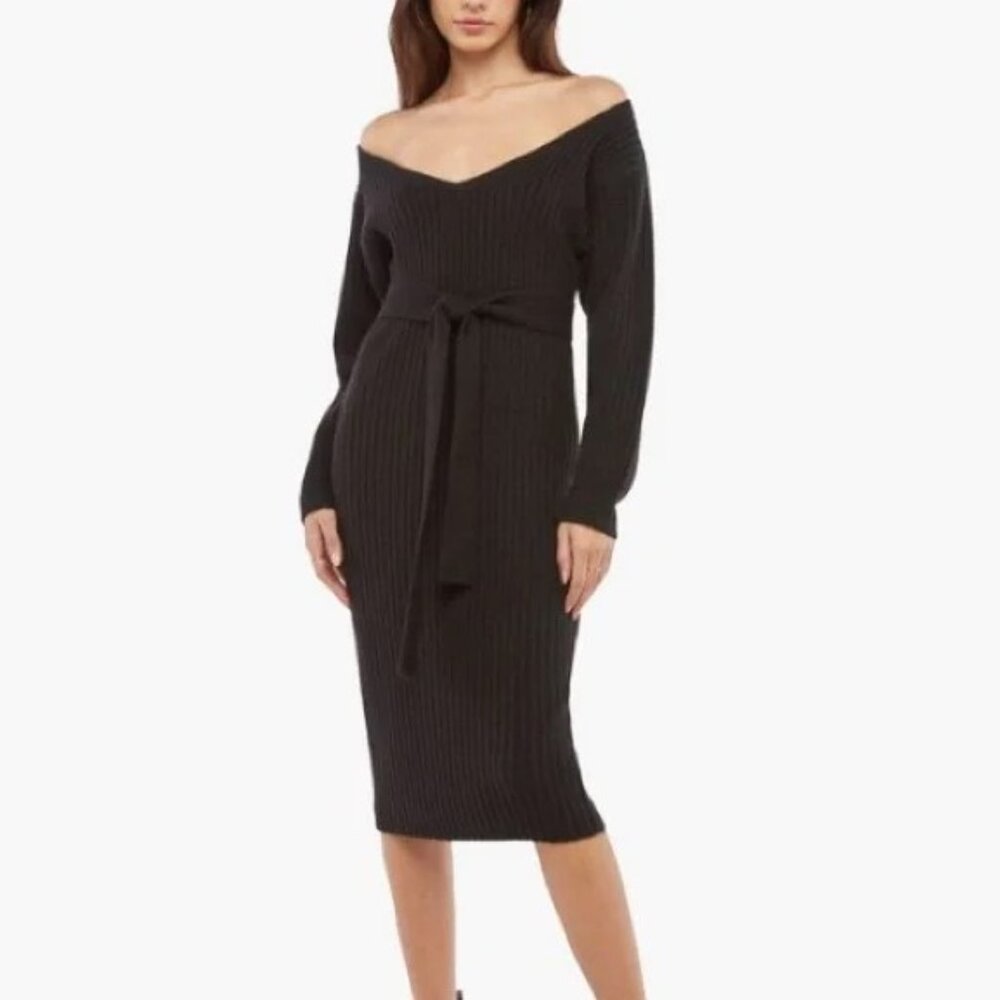 JUST FAB Black Sweater Dress